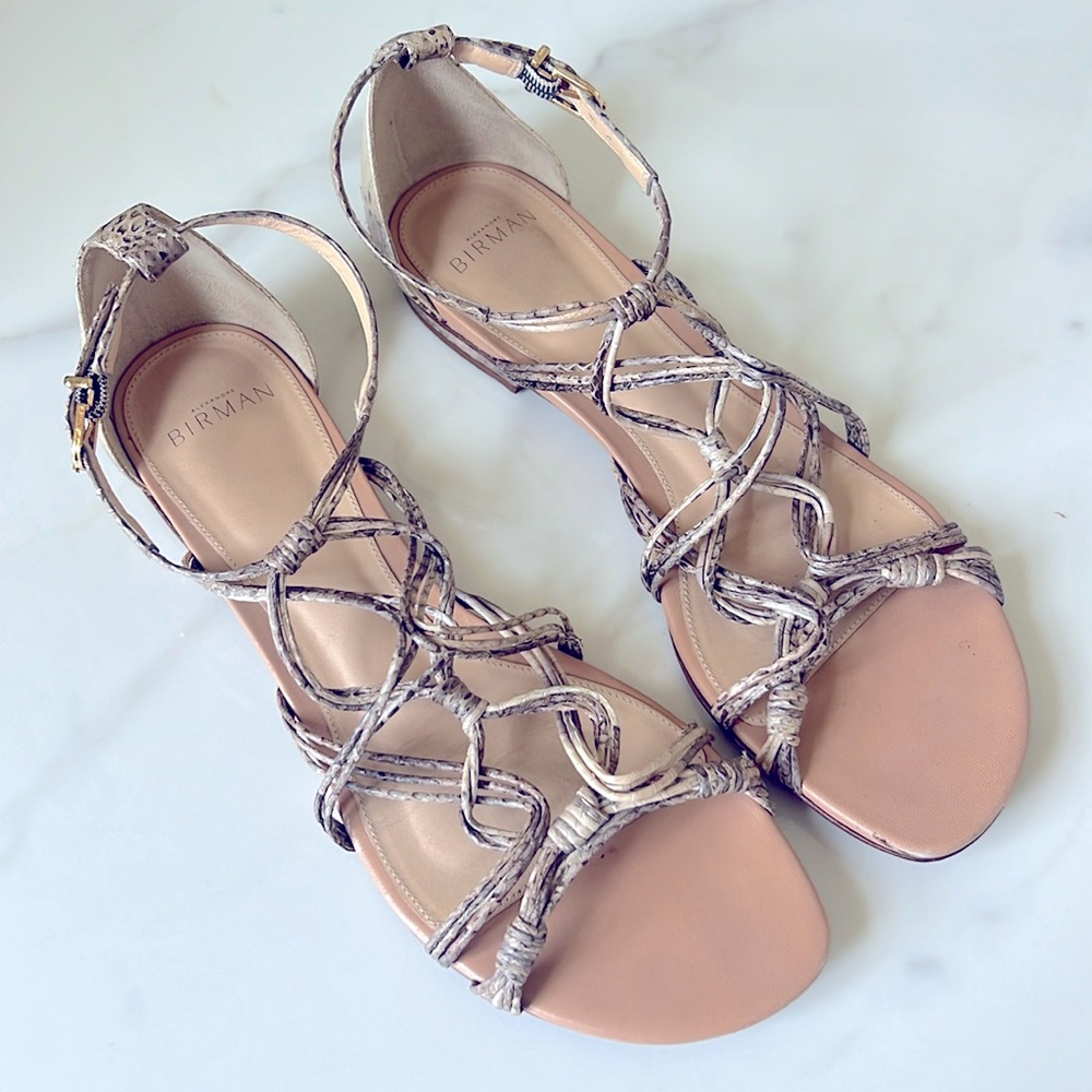 Alexandre Birman Snake Python Beige Sandals 40